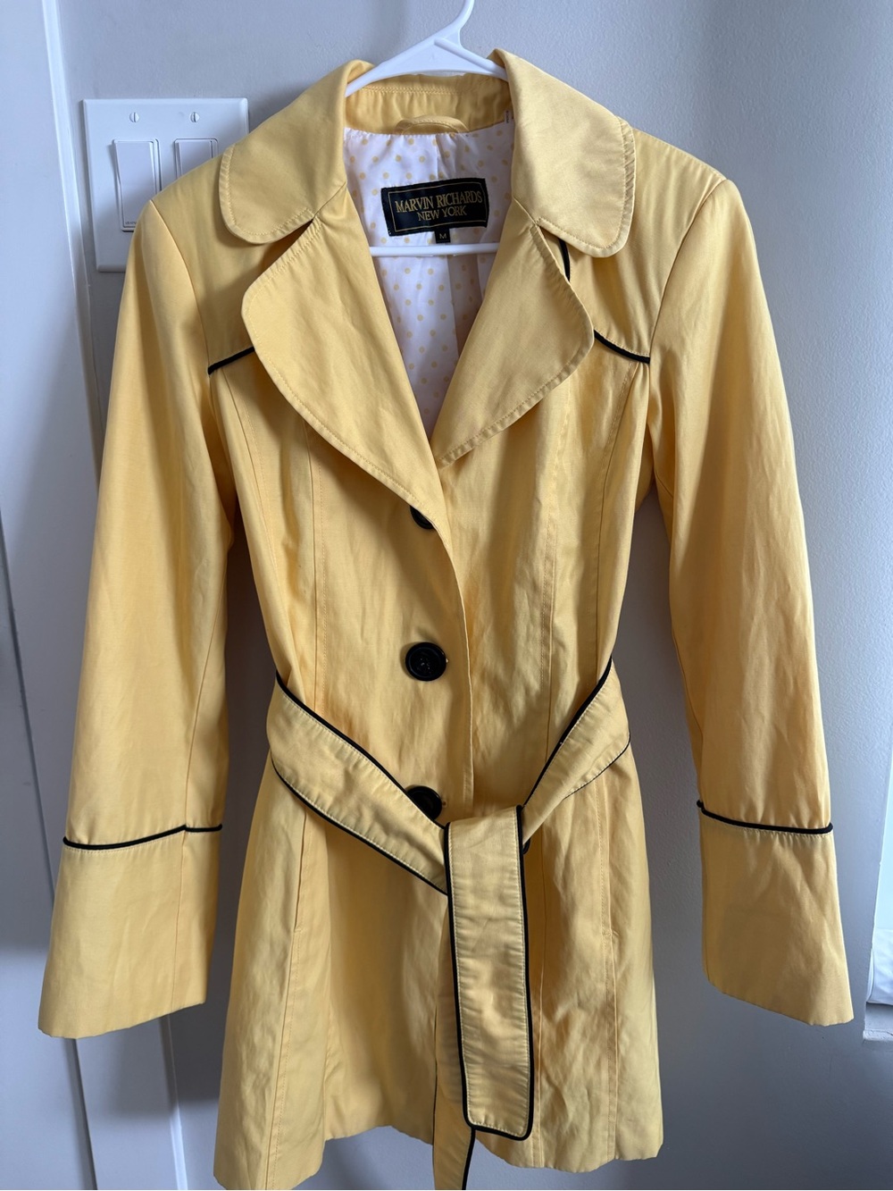 Marvin Richards Yellow Trench with Contrast Piping and Belt